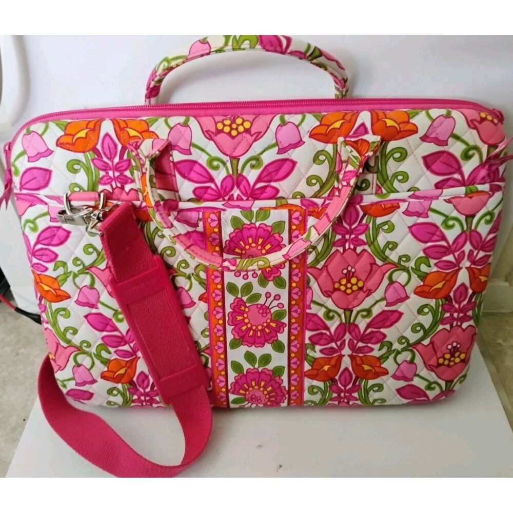 Vera Bradley Lilli Bell Quilted Laptop Portfolio Briefcase Bag w Strap Retired